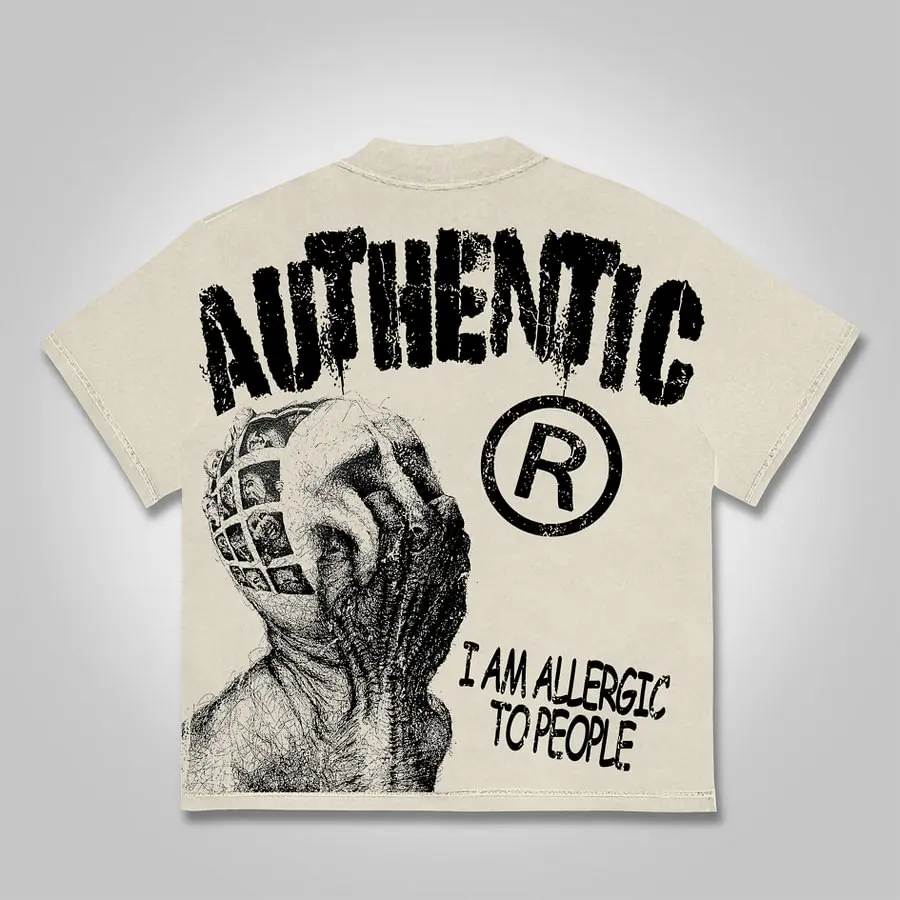 Vintage I Am Allergic To People Graphics Print Cotton T-shirt Men Y2K Summer Short Sleeves Oversize Tshirt Streetwear Women Tops image 2