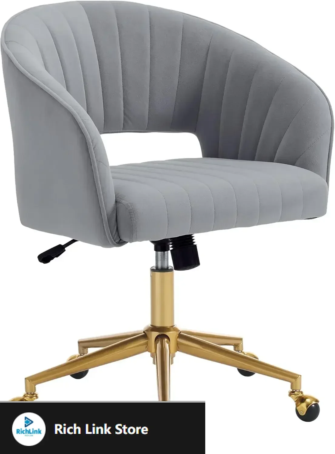 

Home Office Chair Swivel Velvet Desk Chair Accent Armchair Upholstered Modern Tufted Chairs with Gold Base for Girls Women