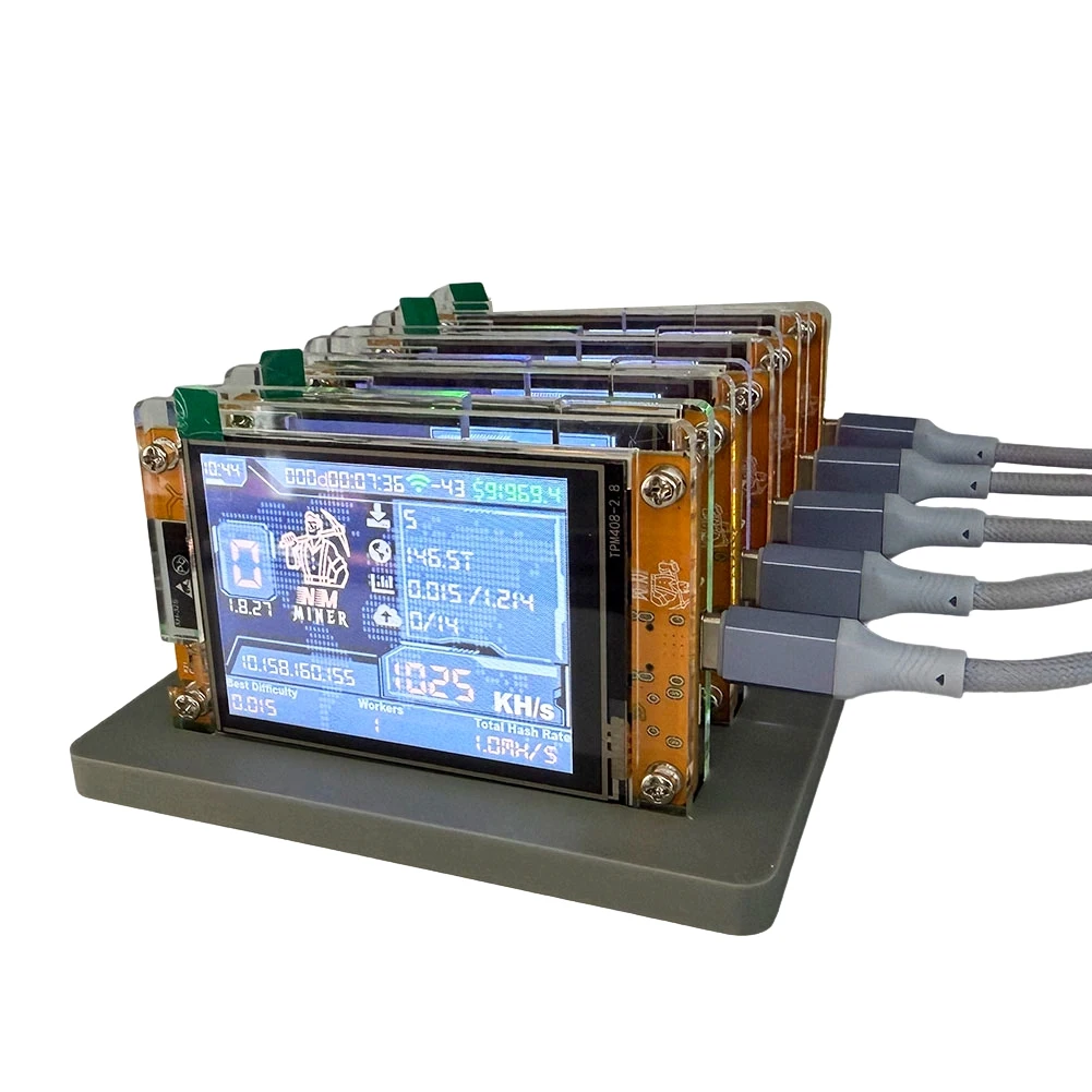 A85P 5X 1030KH/S NMMiner NerdMiner+5 Slots Base Bitcoin Crypto Solo Miner 2.8 Inch Smart Display Upgraded Harshrate Home BTC