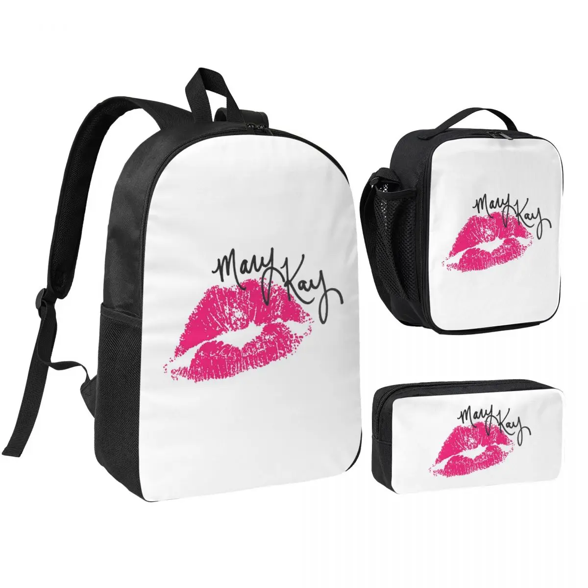 

Mary Kay Cosmetics Backpack Student Boys Girls BookBag School Bag Computer Shoulder Bags 3ps Insulated Lunch Bag Pencil Case