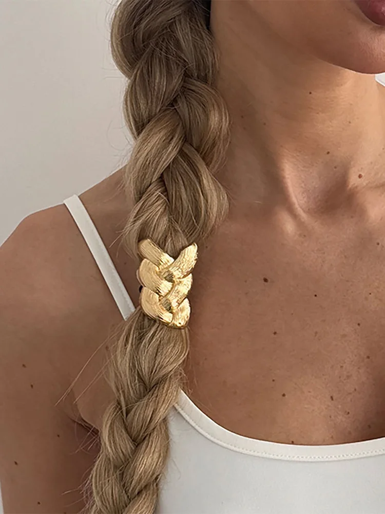 

Women Girls Unique Design Ponytail Hair Tie Rubber Band Scrunchies Y2K Hair Accessories Punk Metal Braid Shaped Elastic Headband