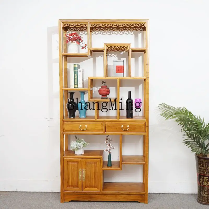 

ZYY all solid wood Chinese-style Duobao Pavilion shelf, living room display cabinet, tea rack storage