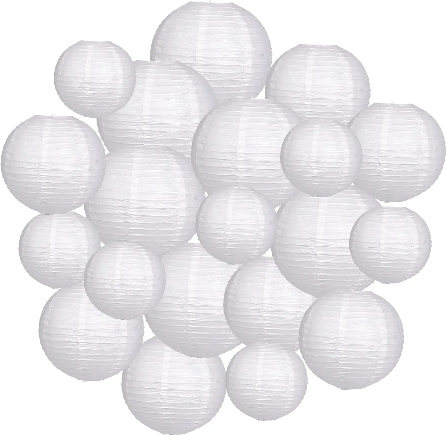 

White Paper Lanterns 20-Pack for Wedding Birthday Party Decorations, Hanging Chinese Round Lanterns