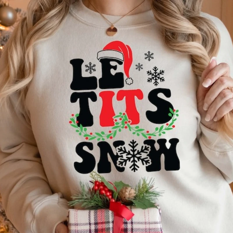 

Letits Now PNG Funny Christmas SVG Woman Simple Letters Style Sweatshirt Autumn and Winter Long Sleeve Matching Hoodies Adult