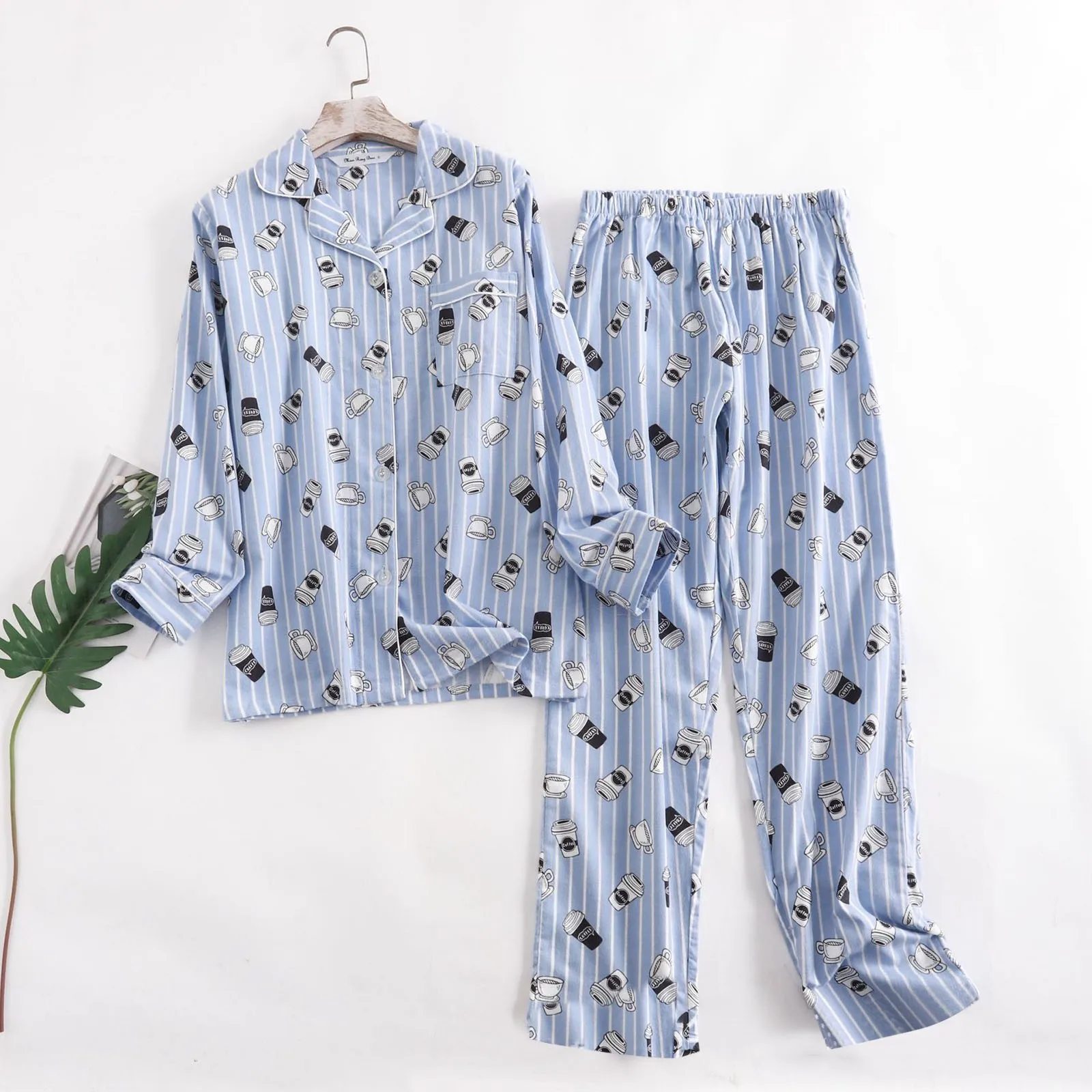 

2024 New Japanese Spring/Summer New Women's Pajamas 100% Cotton Crepe Pants Sweet and Cute Pajama Ladies Loose Loungewear