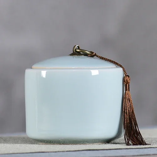 Creative Cracked Ceramic Tea Caddy with Lid Porcelain Sealed Candy Caddy Portable Tea Box Desktop Decoration Home Decoration New