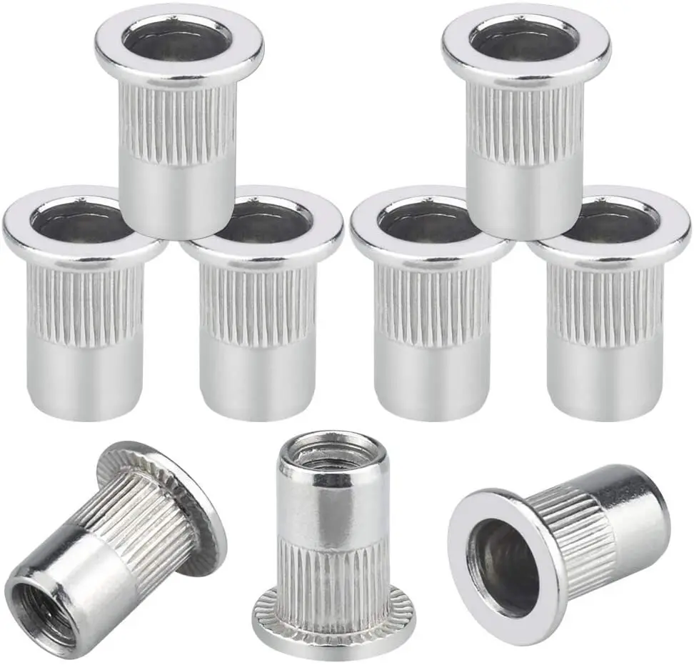 304 Stainless Steel Rivnut Flat Head Threaded Nut Vertical Stripe Rivets Insert Nutsert Cap Rivet Nuts M3 M4 M5 M6 M8 M10