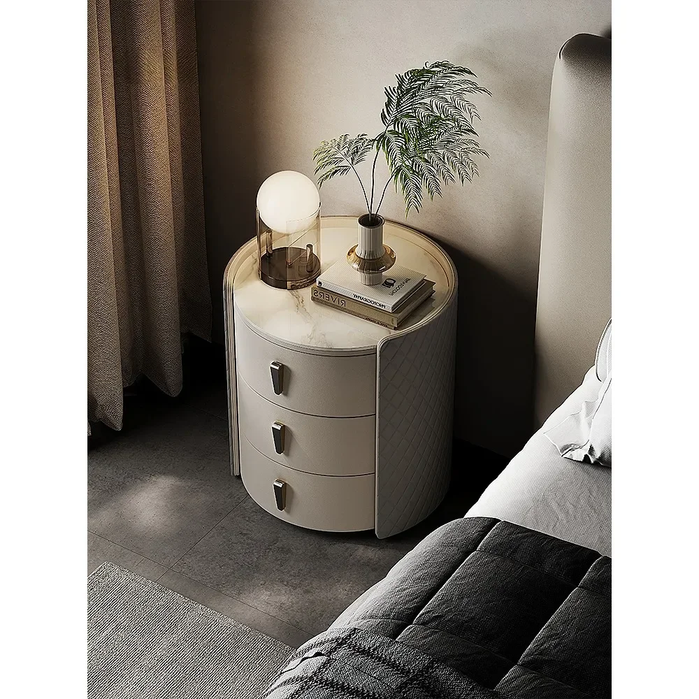 Advanced design round bedside table light luxury simple modern high value bedside table master bedroom bedside locker