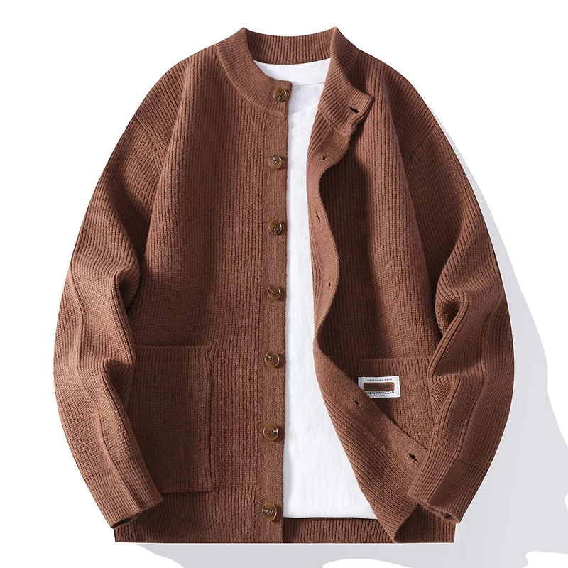 

Мужской вязаный кардиган, повседневный однотонный свитер-пальто, простой в сочетании, для весны, осени и зимы, новый тренд, корейский стиль, с круглым вырезом, длинный рукав.