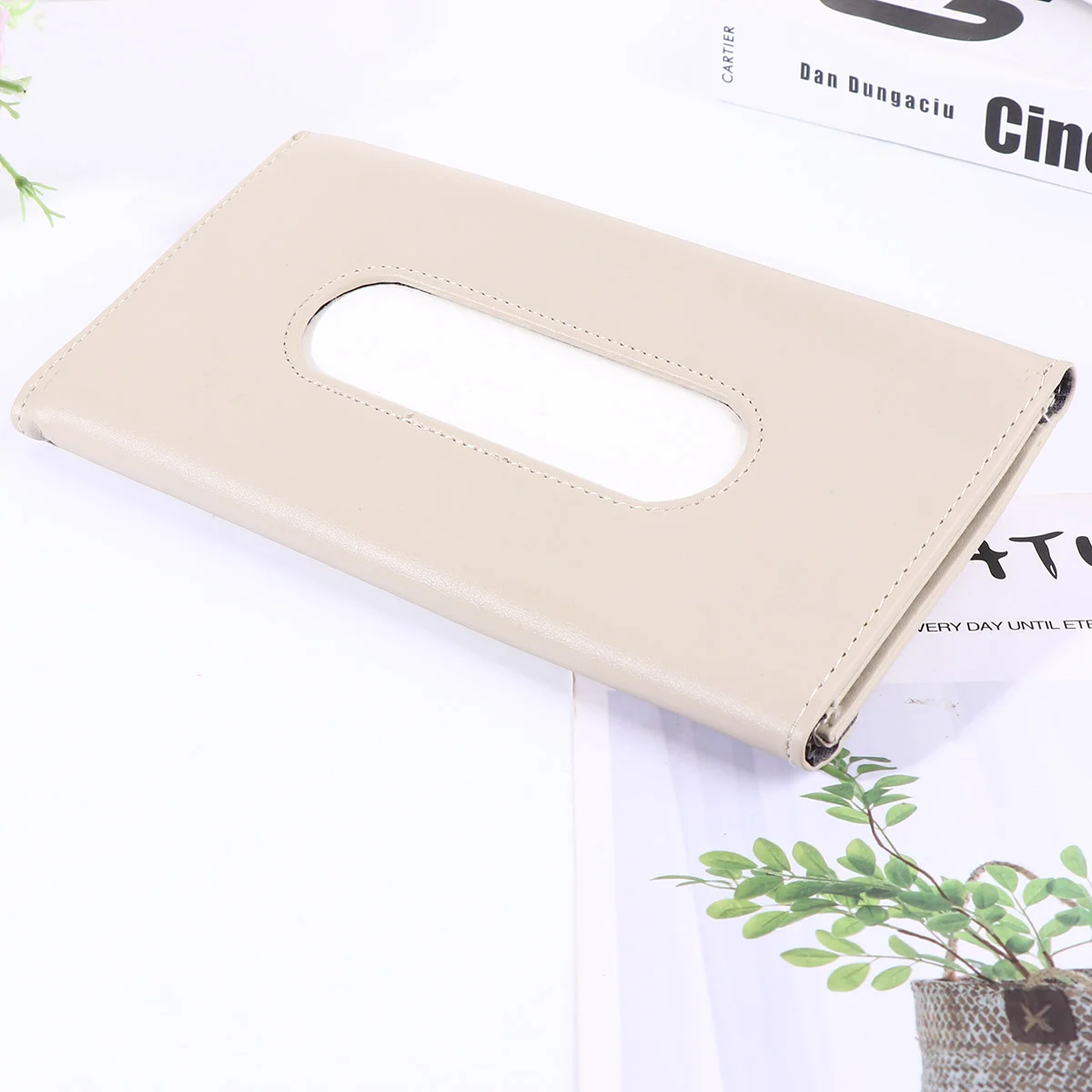 Car Visor Tissue Box Fashinable Hanging Tissue Boxes Holder Headset Tissue Case Holder for Car Vehicle (Beige)