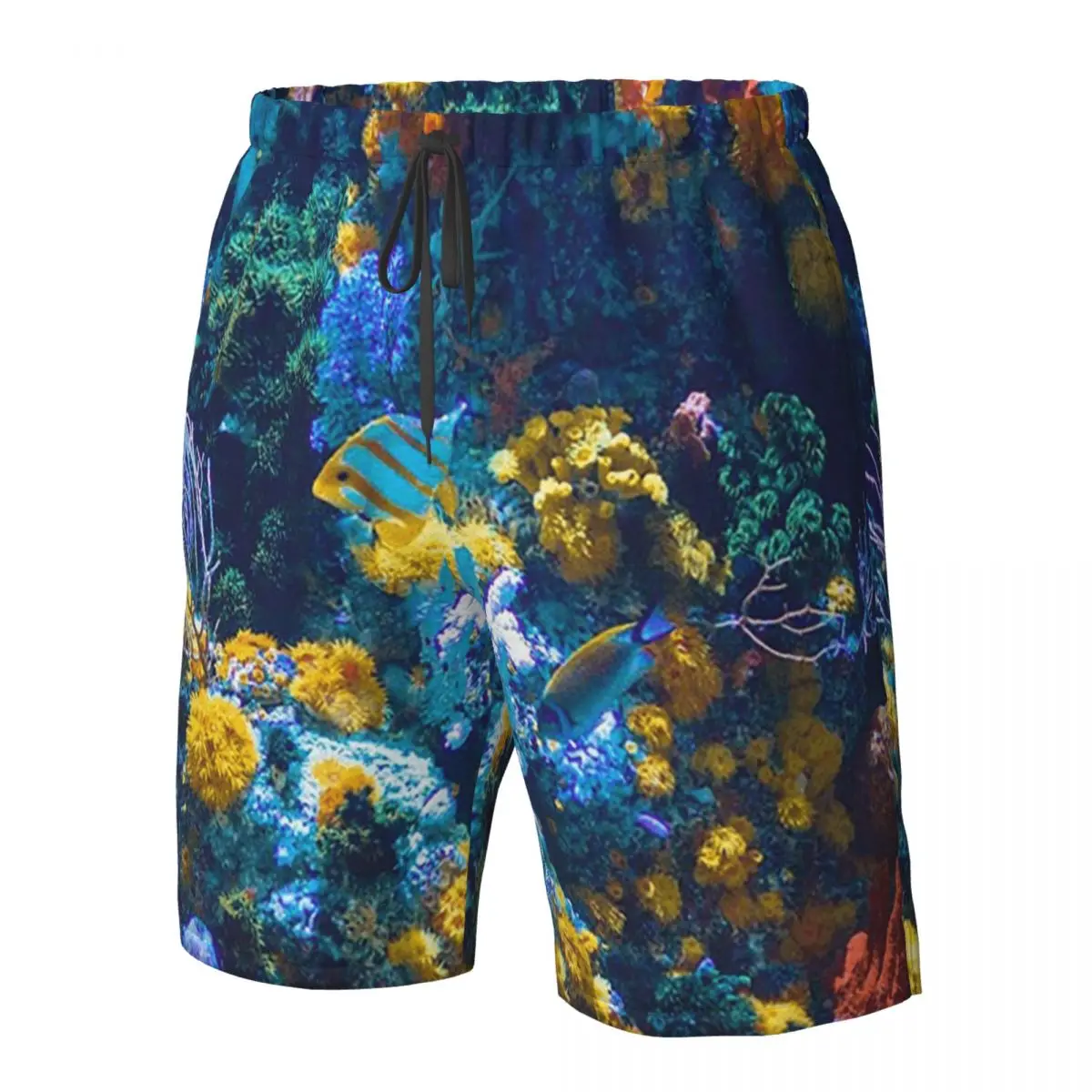 Celana Pantai Pria Motif Terumbu Karang Australia Berwarna-warni Dengan Ikan Tropis, Celana Pendek Kasual Cepat Kering Untuk Berenang Musim Panas