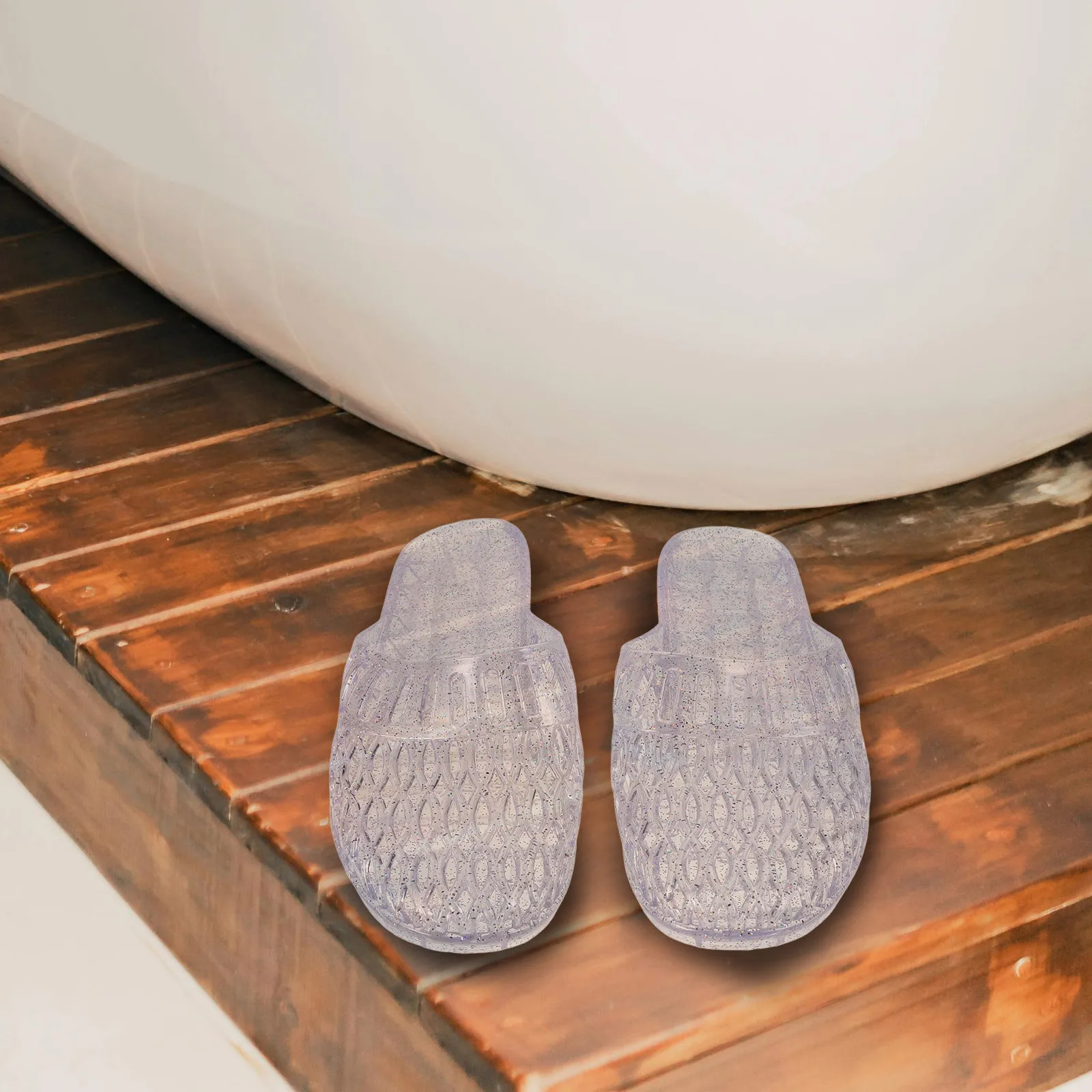 

1 пара прозрачных полых блестящих тапочек для женщин, нескользящие летние пляжные сандалии, легкая дорожная обувь для спа, размер 39,