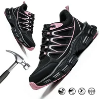 Zapatos de seguridad para el trabajo para mujer, talla 35-42, con punta de acero, zapatillas deportivas para mujer, botas de trabajo de seguridad impermeables a prueba de golpes y pinchazos