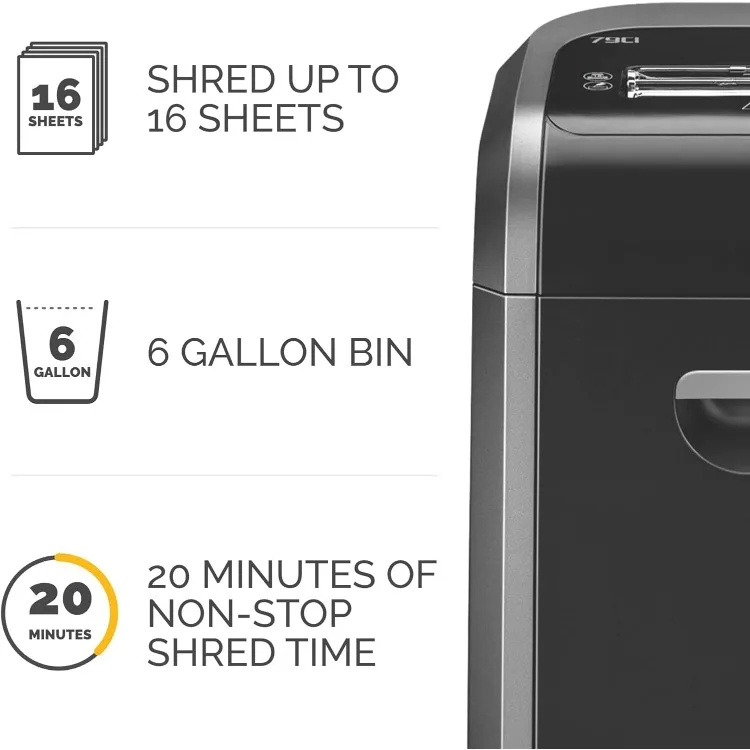 Powershred 79ci 16-Sheet 100% Jam-Proof Heavy Duty Crosscut Papier Shredder Machine Voor Kantoor En Thuis