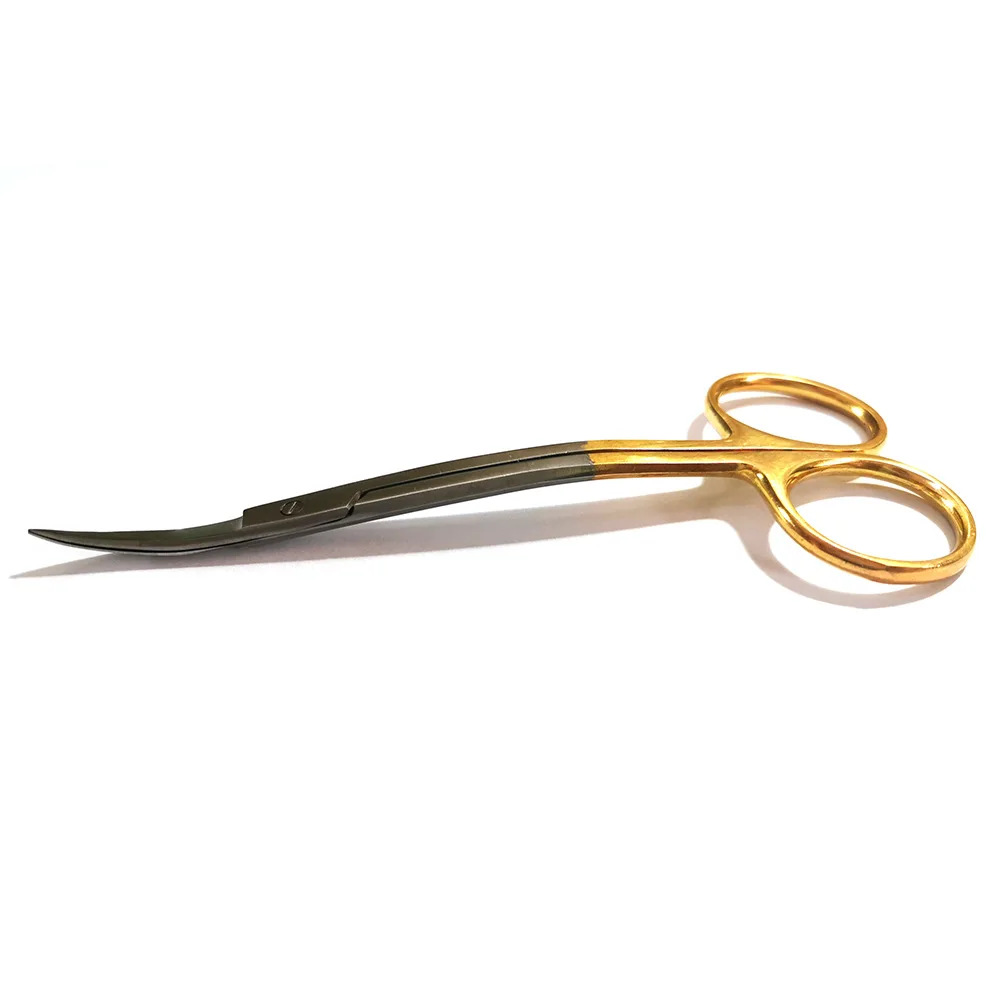 12.5cm Medical Scissors with Gold Handle, Makeup, Beauty, Medical Eyebrows and Hair Trimming Scissors, Elbow Scissors, Plastic T