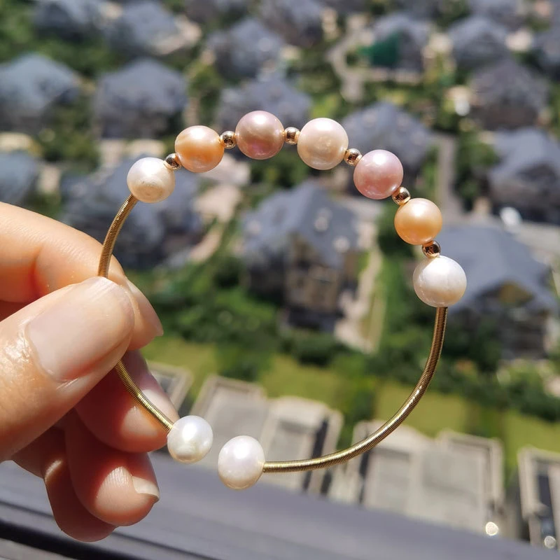 

New mixed-color seven-bead natural freshwater pearl bracelet, fashionable and versatile