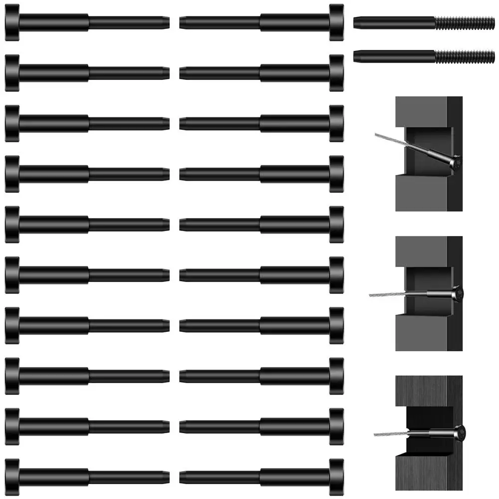 Invisible Cable Railing Kit 20Pack T316 Marine Grade PVD Technology Swage Tensioner 1/8" Hidden Terminal Easy Installation
