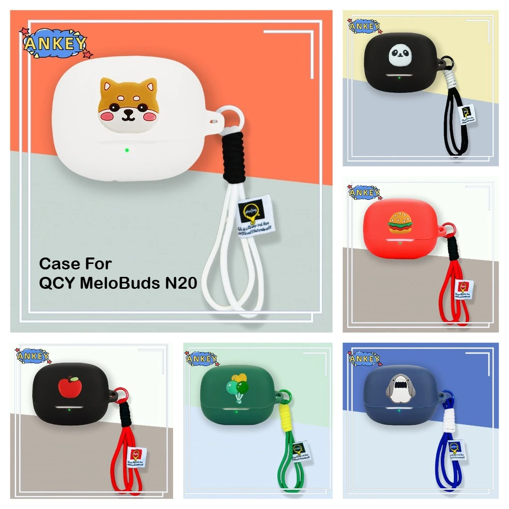 

Защитный чехол для QCY MeloBuds N20 с милым дизайном собаки, нейлоновый ремешок, мягкий чехол-накладка, моющийся корпус, защита от пыли, ремешок на руку