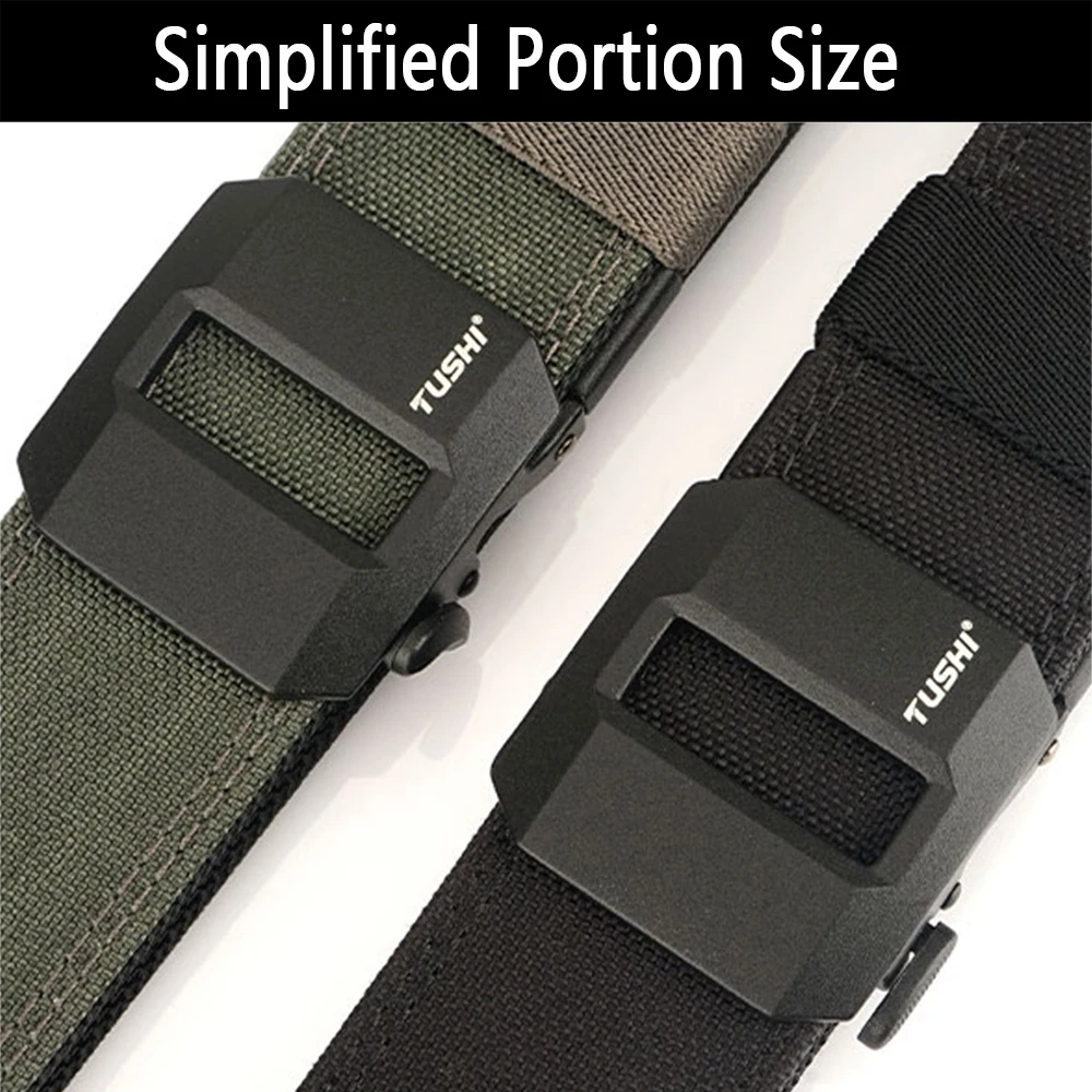 TUSHI New Hard Tactical Gun Belt for Men Metal Automatic Buckle Thick Nylon Police Military Belt Casual Belt IPSC Girdle Male