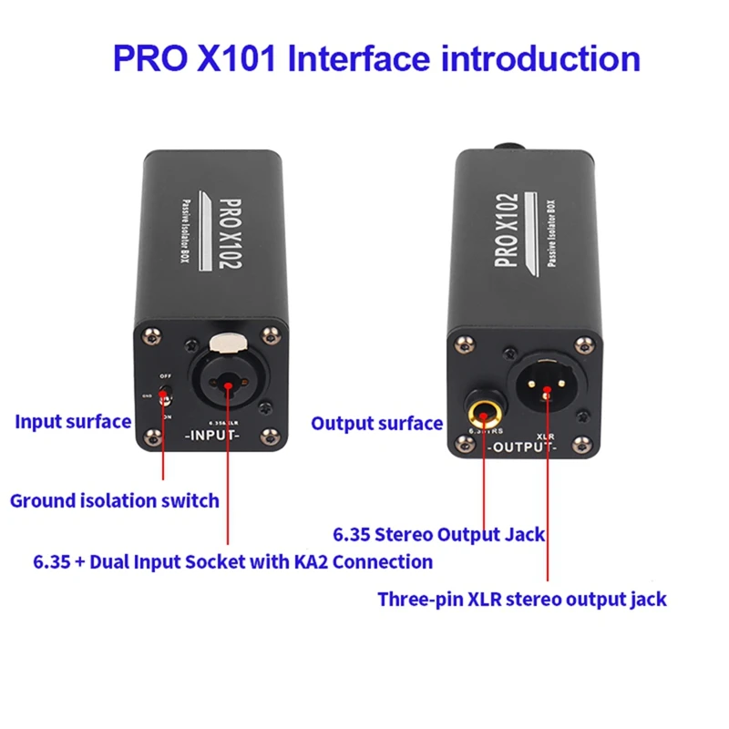 Audio Isolator Noise Reduction DI Ground Box 6.35 to Cannon Stereo Agricultural Electric Guitar Noise Eliminatio-DT30