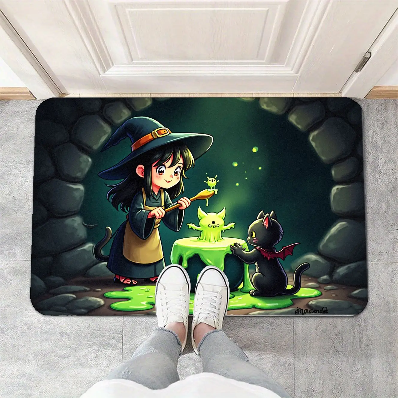 

MatMuse Halloween Witch Brewing Potion Soft Diatomaceous Earth Mat Floor mats Non-Slip Quick-Drying Entrance Door Surreal Carpet