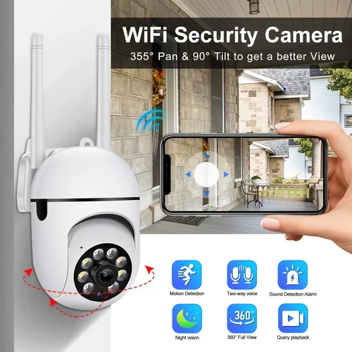 Imagen 2 del producto Cámara IP WiFi Cámaras 2.4G Cámara de vigilancia 360 °   Monitor antirrobo giratorio, seguimiento automático de seguridad, cámara V360 de Audio bidireccional