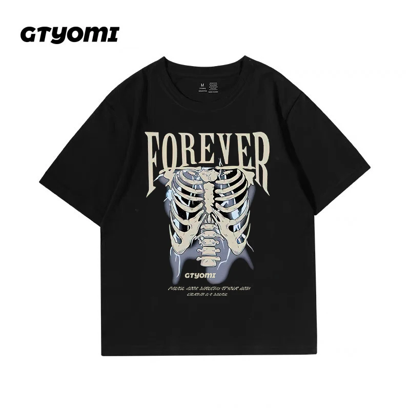 

Retro y2k Gothic HipHop Skull Print Short Sleeve Tees Women Tshirts Summer Tops Loose Korean Streetwear Oversized Female T-shirt