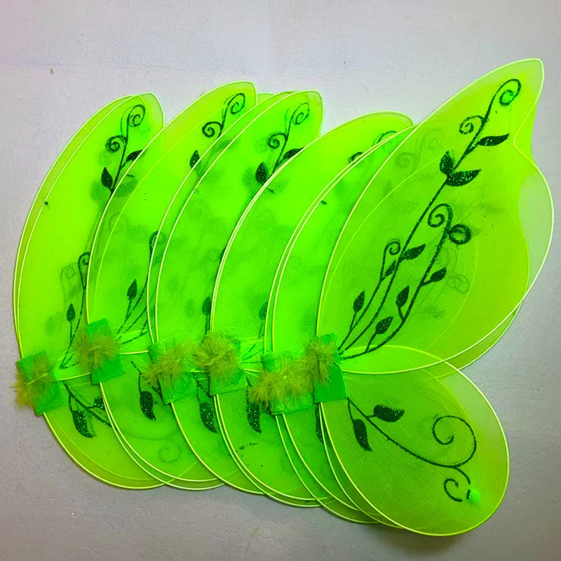 Mädchen Grüne Fee Cosplay Requisiten Kinder Schmetterlingsflügel Stirnband Zauberstab Party Tinkerbell Cosplay Verkleidungs-Sets