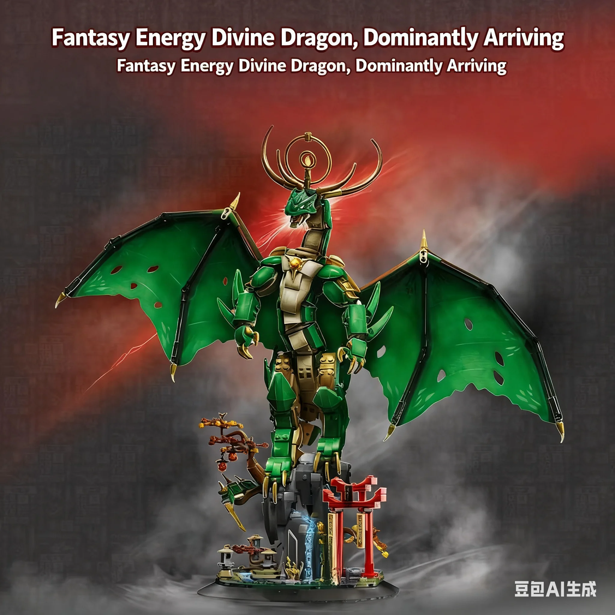 

2025 new creative series 1650pcs Patron Saint dragon green flying Dragon model building blocks puzzle assembly toy birthday gift
