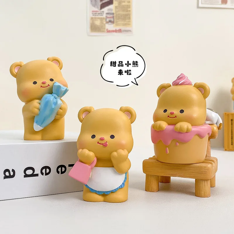 Kawaii Dessert Bear Bakery Blind Box Cute Cartoon Doll Butter Bear Series Blind Box Handmade Home Desktop Ornament Birthday Gift