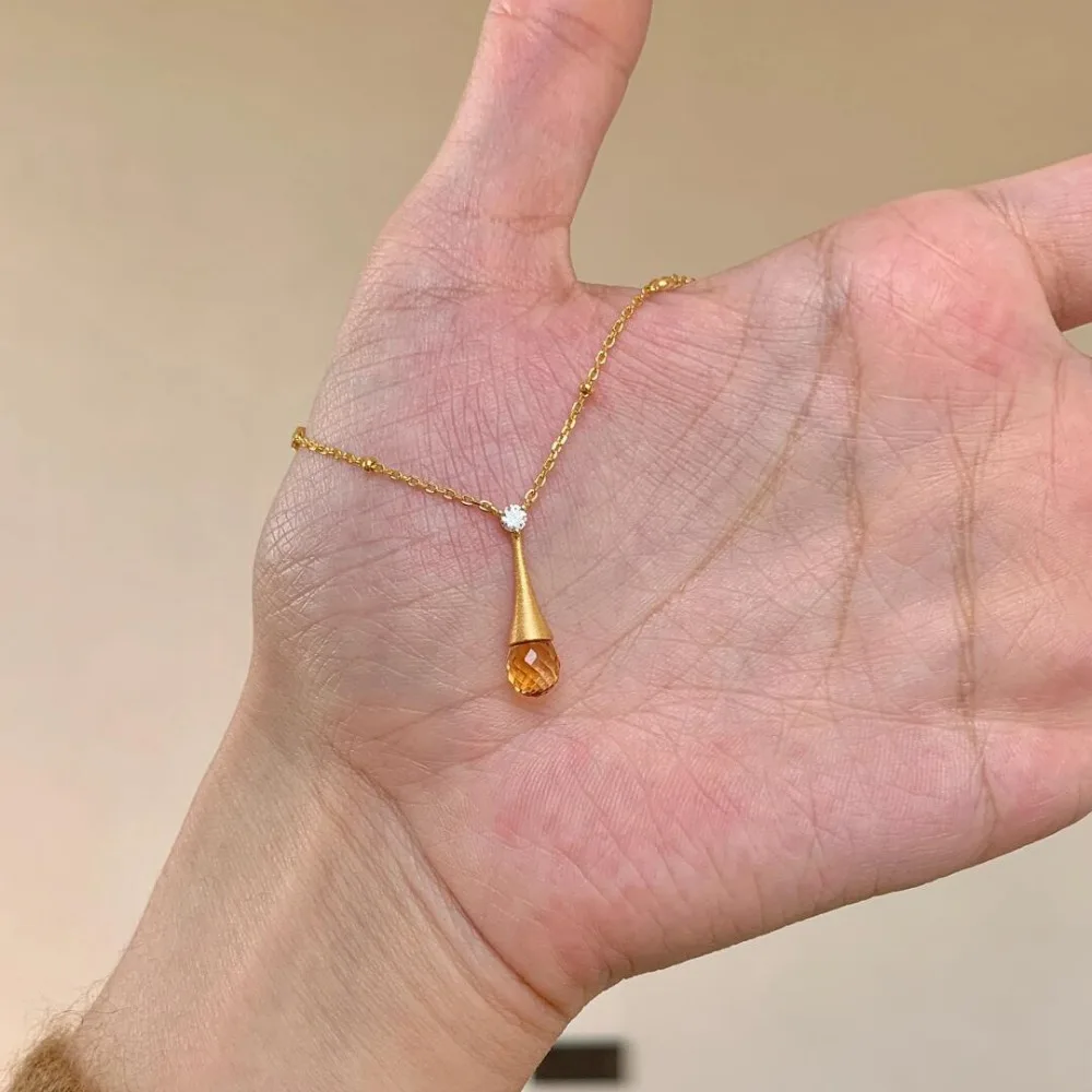 قلادة على شكل طقم من الزركون المصقول مطلية بالذهب للنساء مجوهرات #2