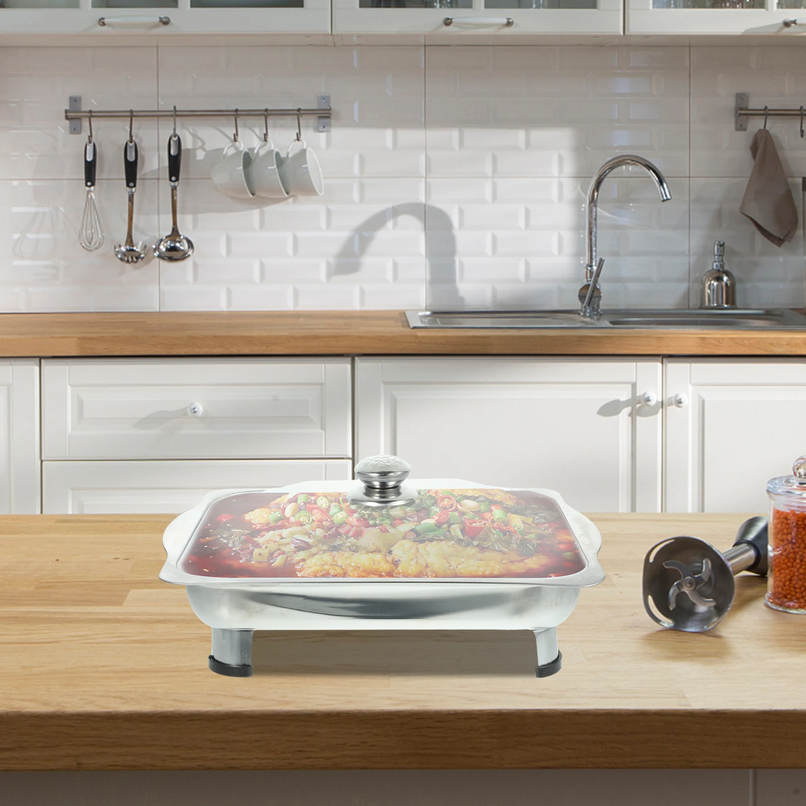 

Stainless Steel Buffet Tray Plate 35x27x5cm Buffet Tray Reusable Kitchen Party Food Holder Serving Pan