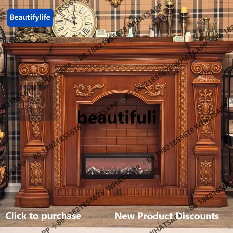

D183 European mantel fireplace cabinet simulation fire embedded decorative heating porch furnace cabinet