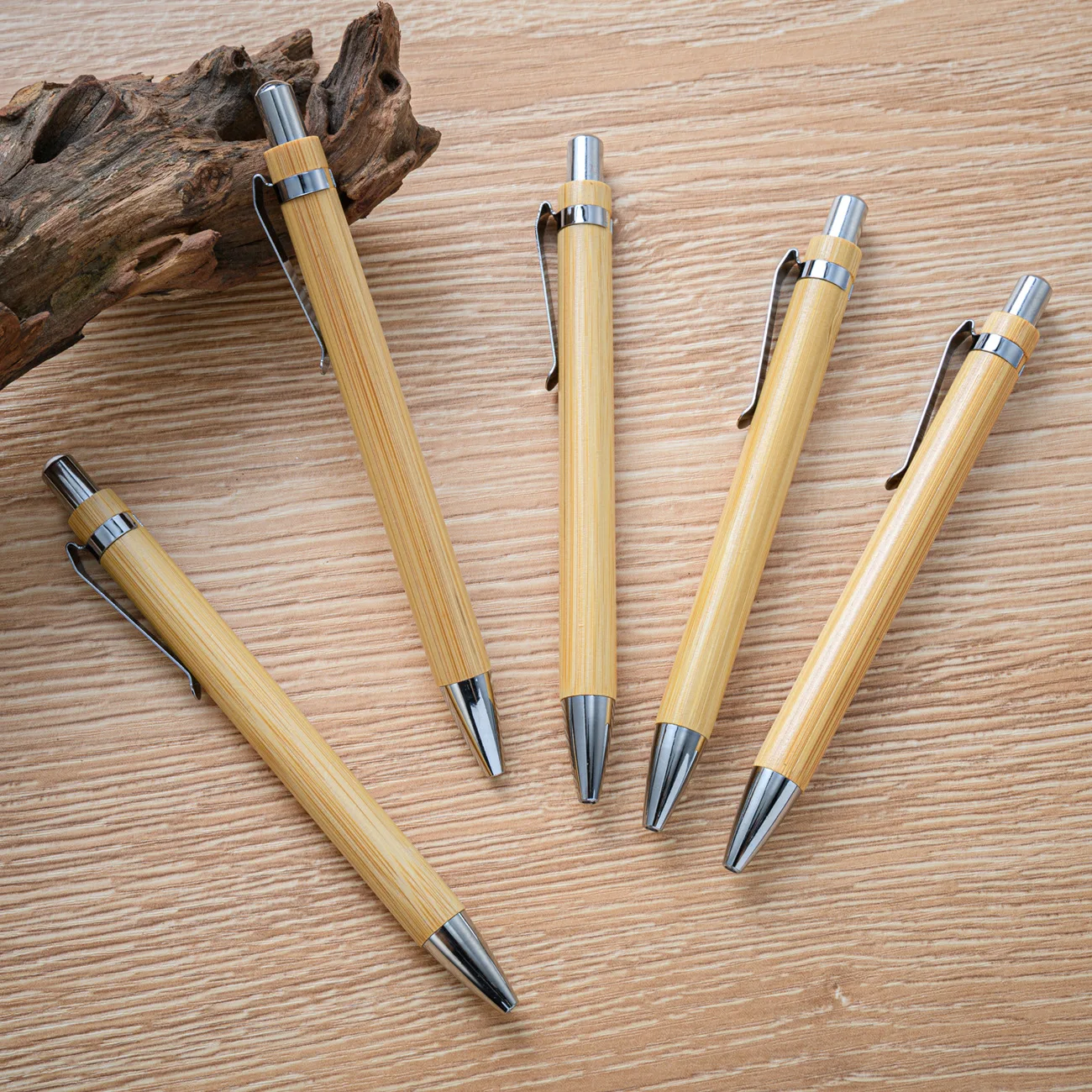 Imagem -02 - Bamboo Madeira Caneta Esferográfica Caneta Esferográfica Dica de Bala Business Signature Ball Pen Escritório e Escola Escrita Papelaria 1.0 mm 100 Pcs