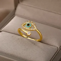 Silver Plated Evil Eye Rings for Women Stainless Steel Turkish Lucky Demon Eye Couple Ring Vintage emo Jewelry anillos mujer