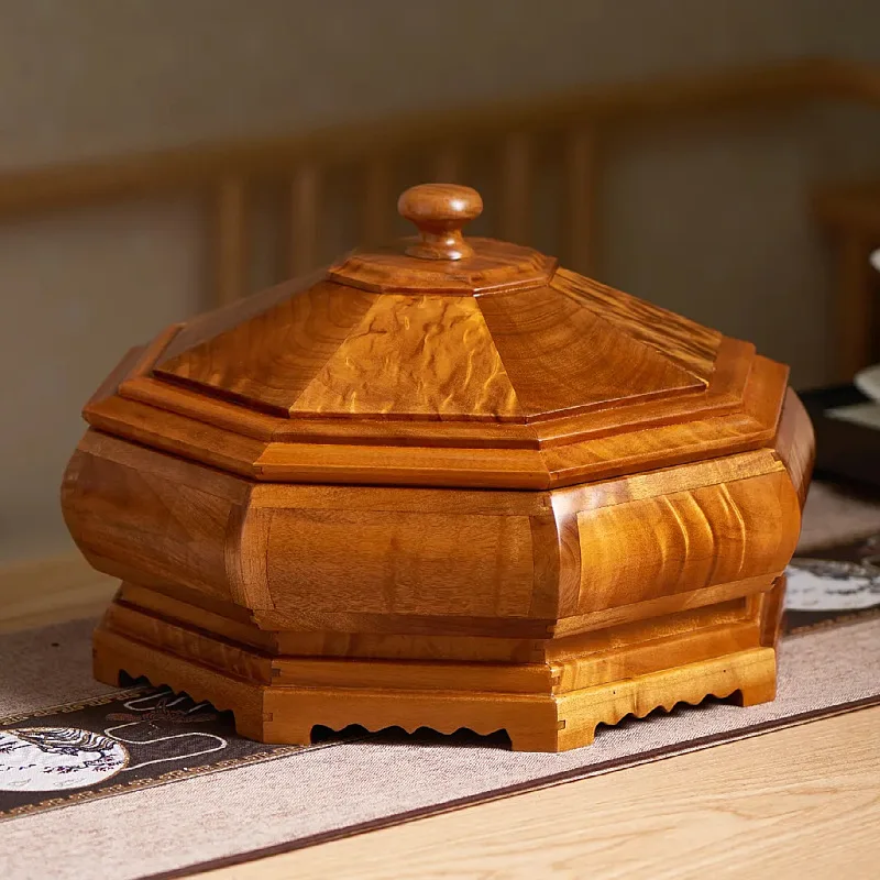 Dried fruit box, solid wood, high-end Chinese compartmentalized snack tray, storage box, nut candy box, rotation