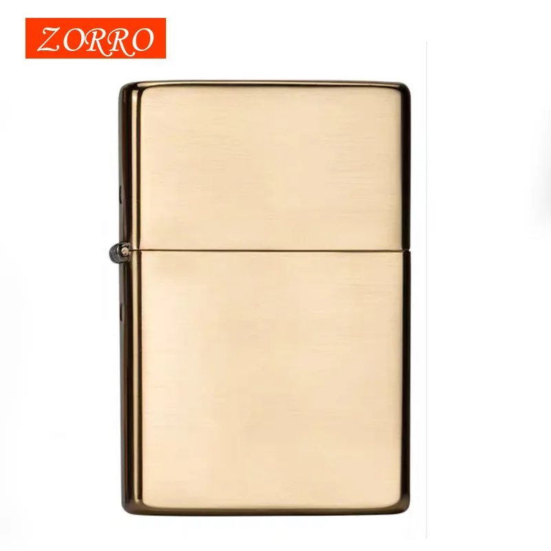 New Original ZORRO Kerosene Lighter Retro Creative Pure Copper Shell Windproof Brass Cigarette Gasoline Engine Smoking Gift Box