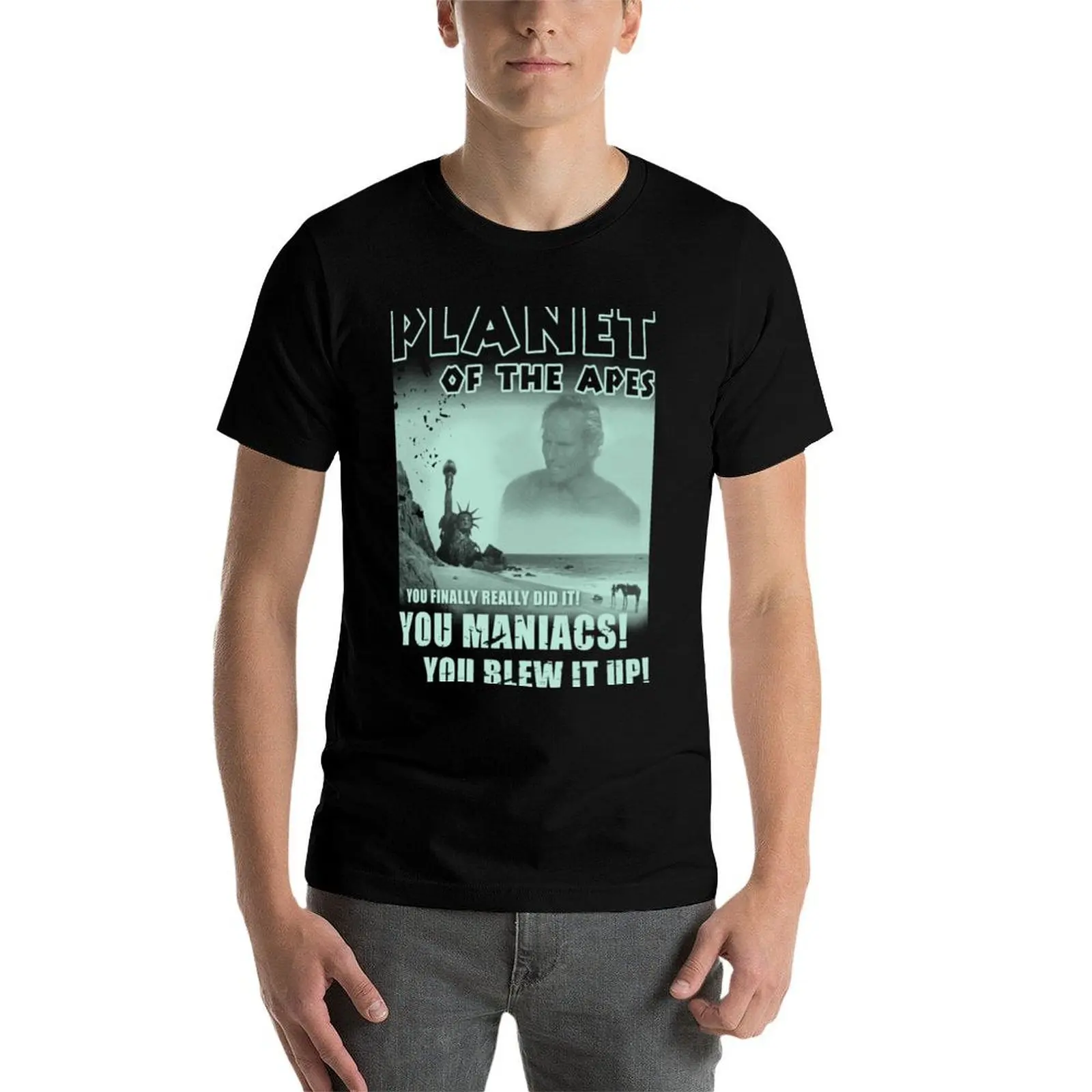 Planet of the apes T-Shirt, Summer Casual Cotton Tee, Oversized Streetwear Tops, Vintage Graphic Print, Loose Fit Short Sleeve - view 4
