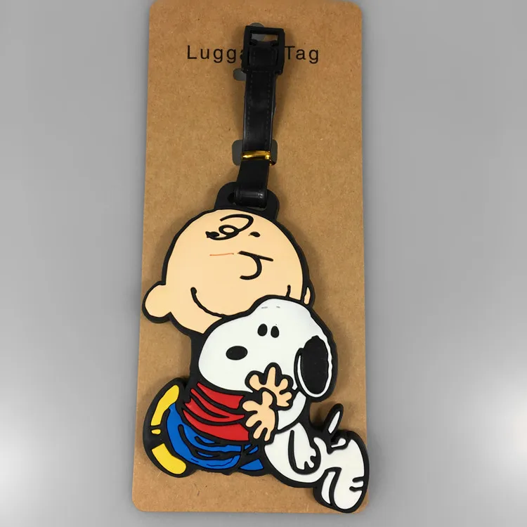 Cute Cartoon Snoopy Mala Etiqueta Portátil, PVC Bagagem Tag, Viagem Acessórios