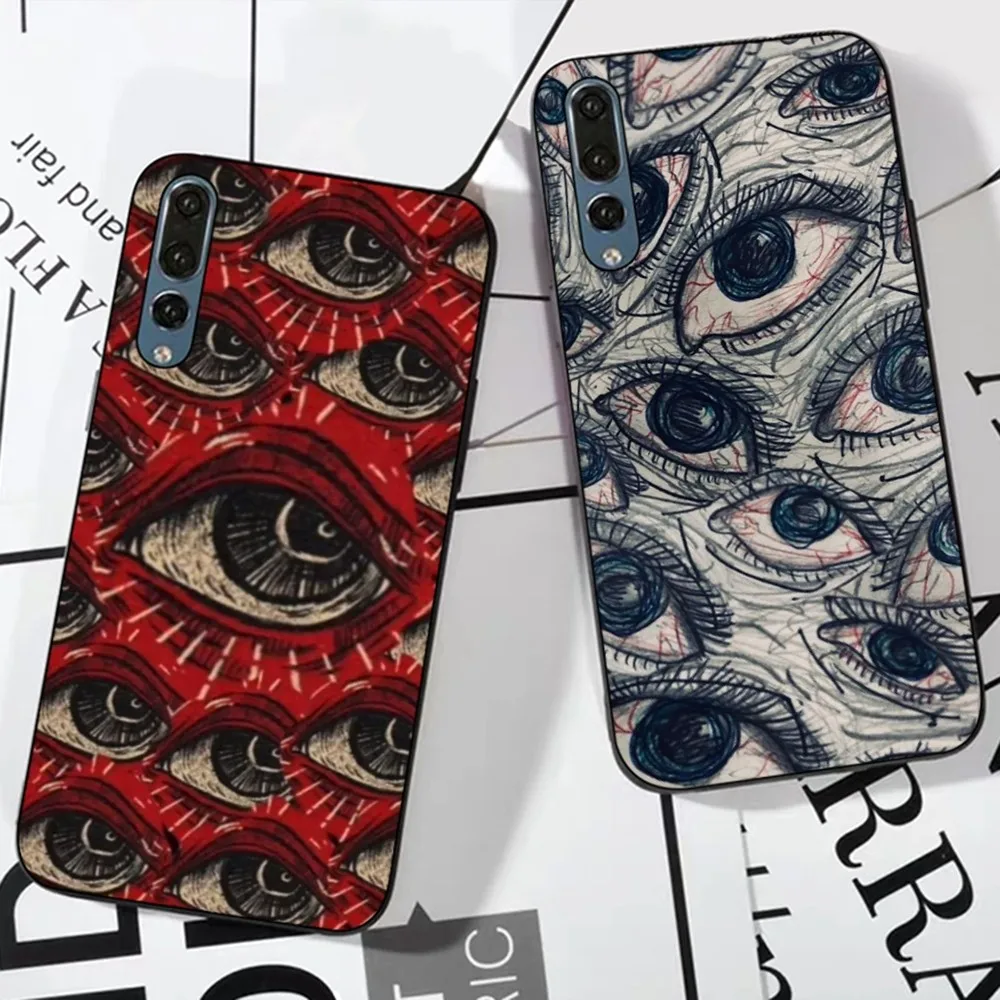 Scary Face Eyes Phone Case For Huawei P 8 9 10 20 30 40 50 Pro Lite Psmart Honor 10 lite 70 Mate 20lite