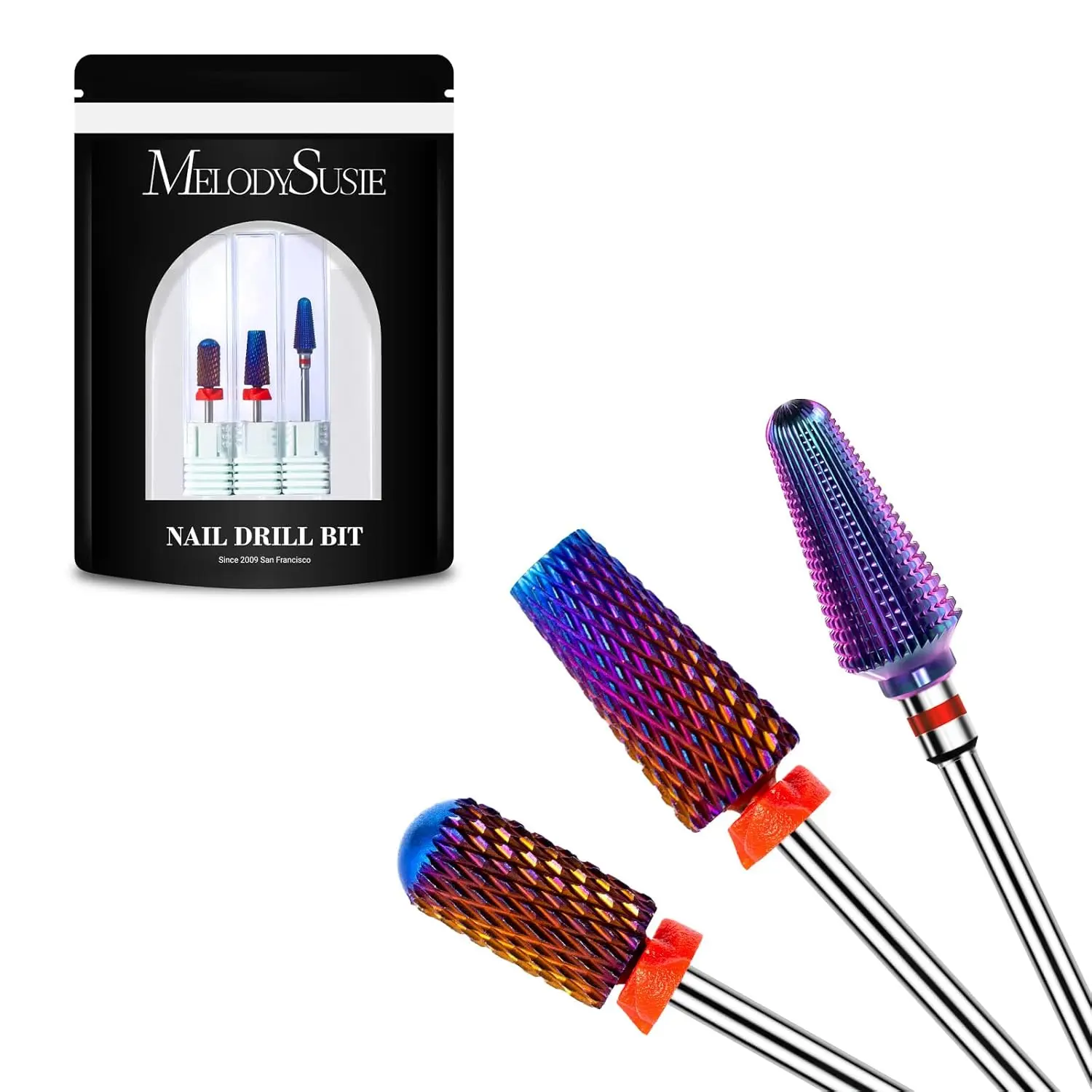 

3Pcs Carbide Tungsten Nail Drill Bits Set, 3/32" Shank, 5 in 1, Smooth Round Top & Tornado Bits for Acrylic Gel Removal
