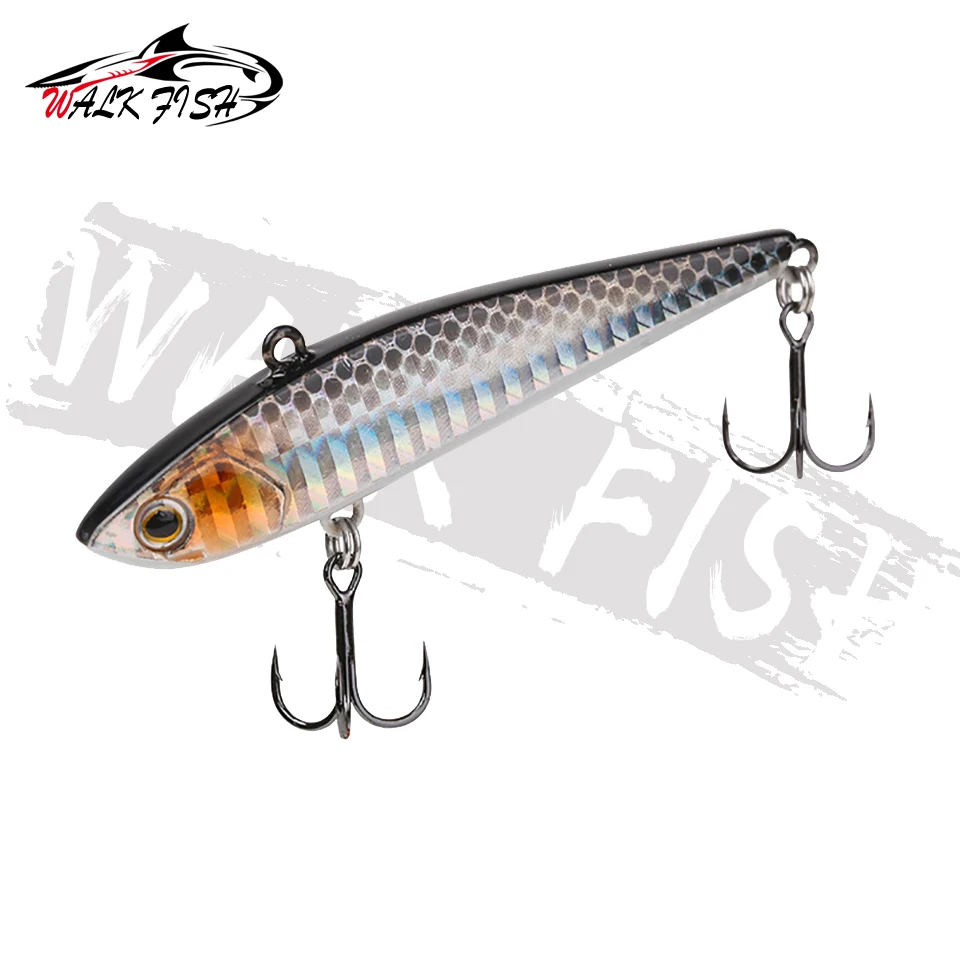 WALK Fish 1PCS Winter Bass VIB Fishing Lures Mini Slight 75mm 15g Sinking Vibration Hard Ice Baits Pike Wobblers Pesca