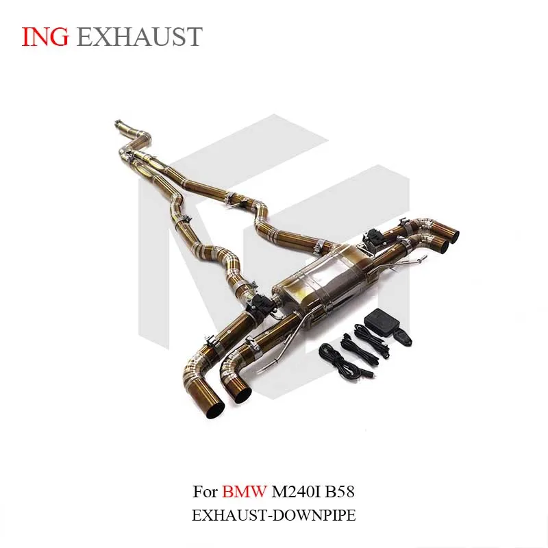 ING titanium alloy Exhaust System Performance Catback For BMW M240I B58 middle tail Pipe Electronic Valve Muffler