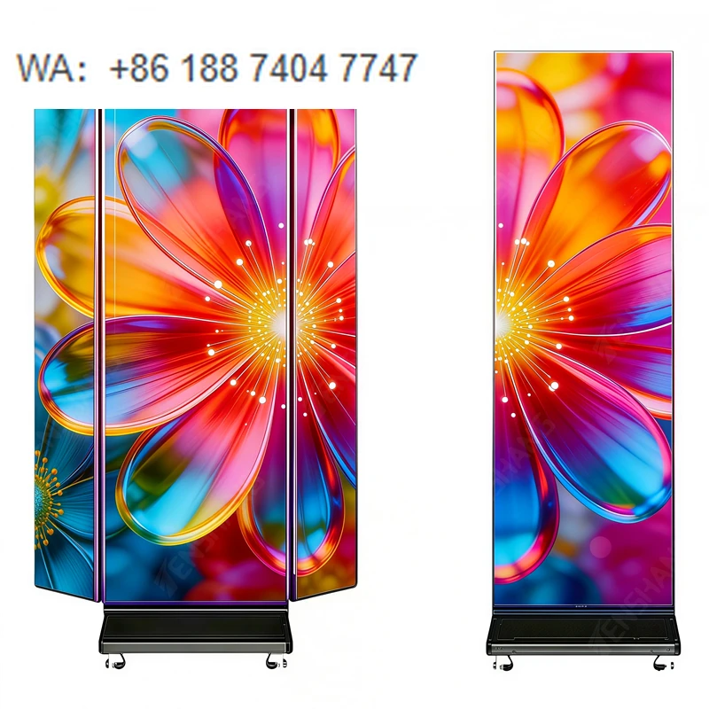 1280x1920mm 4K Visual Digital Signage Double-Sided Trifold LED Poster Display Screen for Malls Subways Trade Show Promotions
