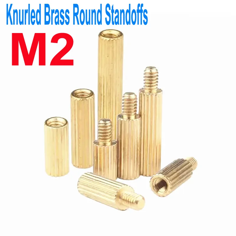 

M2 Knurled Brass Round Standoffs Spacer Male Female m2*L Threaded standoff Pillars L=3mm to 40mm