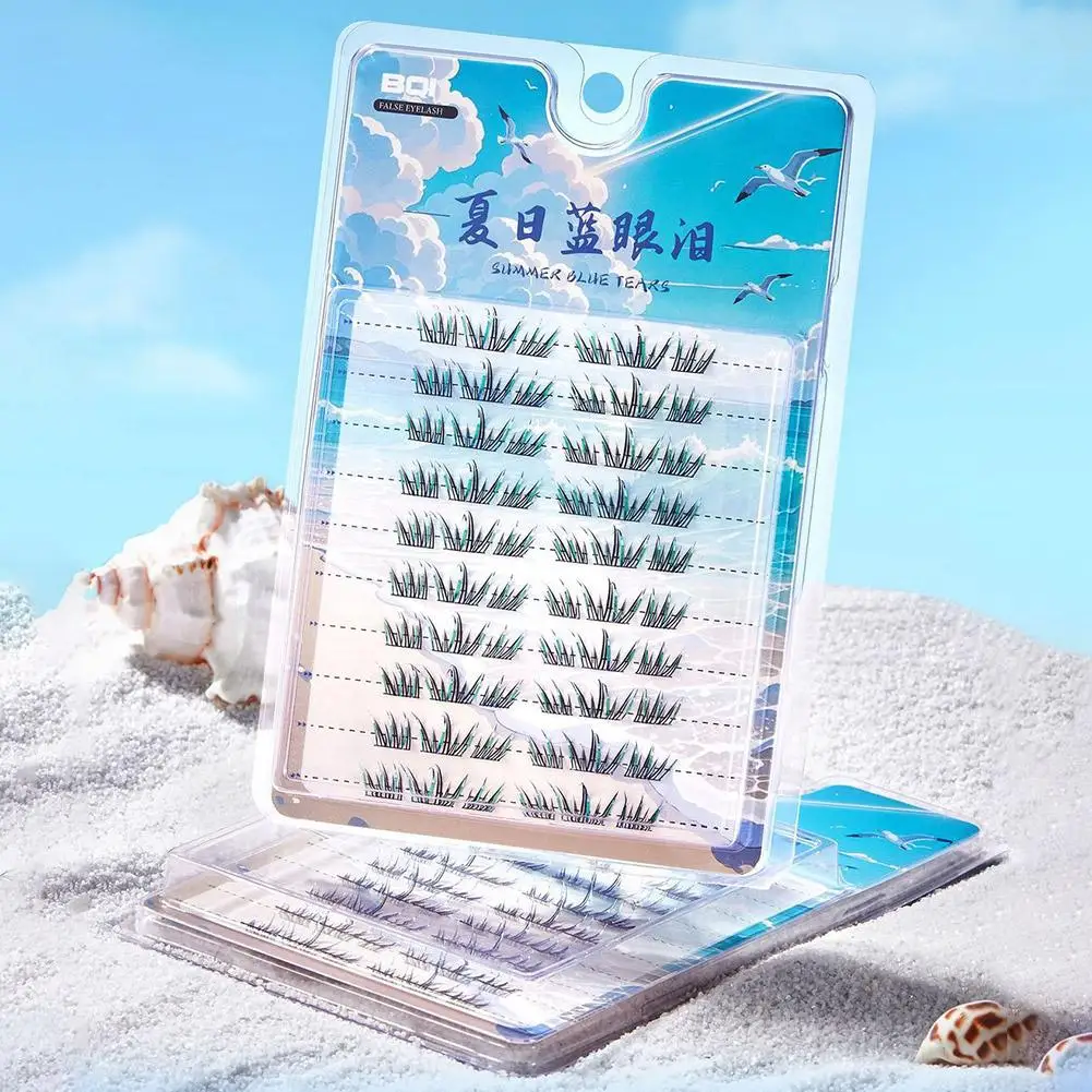 لتقوم بها بنفسك تأثيري الأزرق الدموع الرموش الصناعية تمديد العنقودية 6-12 مللي متر خفيفة الوزن لامع جلدة حفلة موسيقية ماكياج أداة