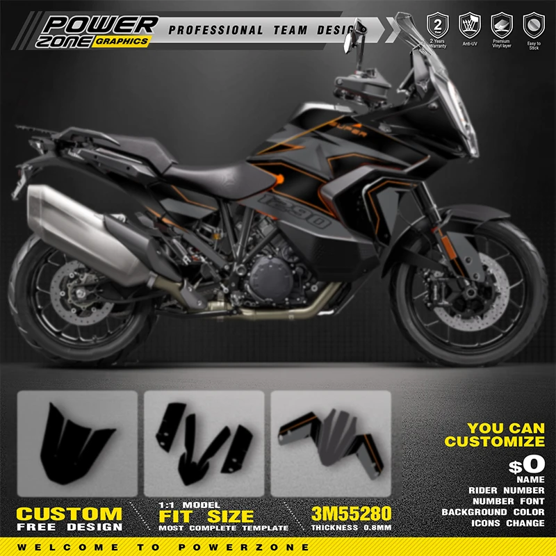 

PowerZone Custom Graphics Backgrounds Decals for Stickers Kit For KTM ADVENTURE SUPERMOTO 2021 2022 2023 ADV1290 R S ADV-R 01