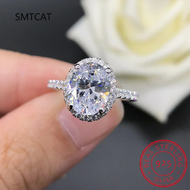 2 Carat Moissanite Rings Oval Cut Diamond Engagement Ring Sterling Silver Solid Wedding Band Rings Bridal Jewelry anel Bague