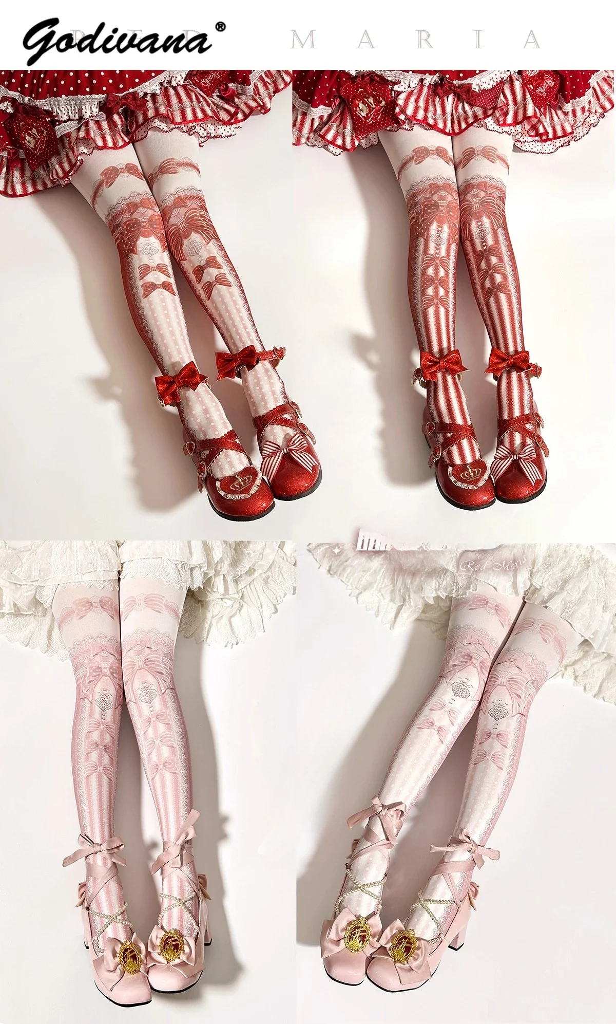 Lolita Original Printed Pantyhose Cute Lolita Socks Girl Women's Cos Cotton Tights Spring and Autumn Stocking Socks