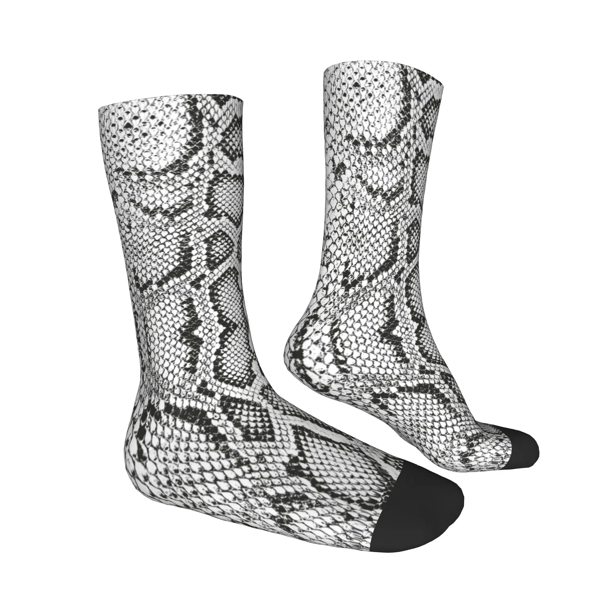 Calcetines con estampado de textura animal de piel de serpiente para hombres y mujeres calcetines cálidos con estampado 3D para deportes de baloncesto